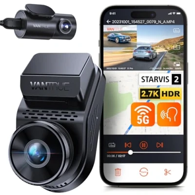 Bild av VANTRUE S1 Pro 2.7K Dual Hidden Dashcam med WiFi, STARVIS 2 HDR nattseende, 1440P 60FPS Bilkamera fram och bak, Röststyrd Bilkamera, integrerad GPS, 24 timmars parkeringsläge, max. 512 GB