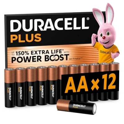 Bild av Duracell Plus AA batterier (12 pack) Alkaliska 1,5 V Upp till 100 % extra brukstid Tillförlitlighet för vardagliga enheter Plastfri förpackning 10 års förvaring LR6 MN1500