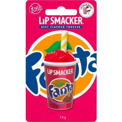 Bild av Lip Smacker Coca Cola Cup Collection, Strawberry Fanta Smaksatt Läppbalsam Inspirerad av Cola, Återfuktande och Uppfriskande, Enkel Blisterförpackning