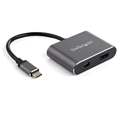 Bild av StarTech.com USB C Multiport video Adapter 4K 60Hz to HDMI 2.0 or Mini DisplayPort 1.2 Monitor Display HBR2 HDR interface converter / 20.5 m
