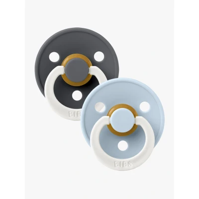 Bild av BIBS Colour Napp 2 pack Latex Stl 1 Rund, Iron Glow/Baby Blue Glow