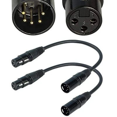 Bild av SiYear 3 stift XLR hona till 5 stifts hane ljudkabel för mikrofon DMX stegbelysning, XLR3Fto XLR5M adapterkabel (12 tum / 2 pack