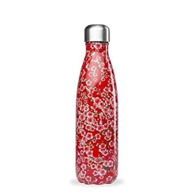 Bild av QWETCH Termosflaska blommor röd 500 ml 24 timmar kall och 12 varm vattentät, BPA fri återanvändbar