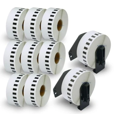Bild av BETCKEY Compatible Continuous Label Replacement for Brother DK 22210, 29mm x 30.48m, Use with QL Printers [10 Rolls+2 Reusable Holder Frames]