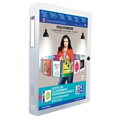 Bild av ELBA 100200142 plastlåda polyvision 4 cm bred DIN A4 färglös transparent tryckknapp lås samlarmapp häftbox dokumentlåda idealisk för kontor skola