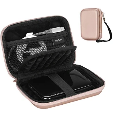 Bild av ProCase 2,5&quot; externt hårddiskfodral, skyddsfodral för WD, Toshiba, Canvio, Seagate, Samsung SSD HDD, stötskyddat bärbart fodral med kortplatser och tillbehör rosa
