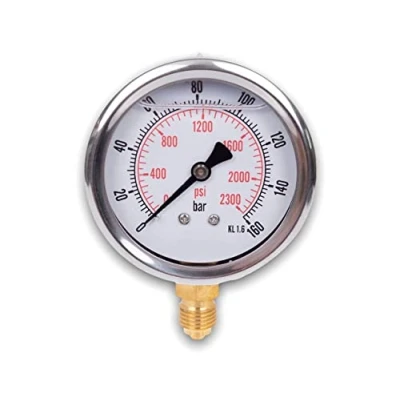Bild av Glycerinplugg radiell tryckmätare IP65 63 mm rostfritt stål med bottenkontakt, 1/4 glycerin (0160 bar)