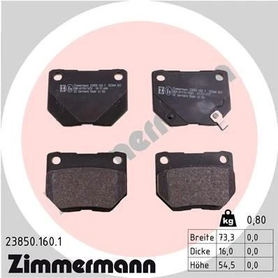 Bild av ZIMMERMANN 23850.160.1 Jeu de plaquettes frein avec indicateur d&#039;usure la photo correspond au contenu livraison SUBARU: Impreza III 5 portes