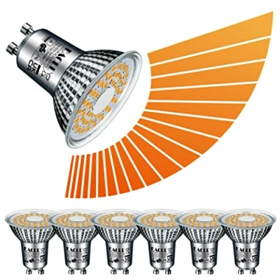 Bild av EACLL GU10 LED varmvit 5,8 W steglöst dimbar och CCT lampa, 6 pack 370 lumen 2000 K2700 K glödlampor, AC 230 V flimmerfri strålkastare, ljusvinkel 120 spot, kontinuerlig dimning via dimmer