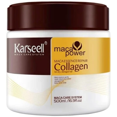 Bild av KARSEELL Collagen hårmask för djup reparation, intensiv återfuktning, torrt och skadat hår, eliminerar friss, UV skydd, alla hårtyper, 500 ml
