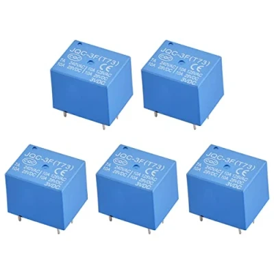 Bild av Heschen PC kortrelä, JQC 3F(T73), DC3V spole, SPDT, 7A 240VAC, 5 stiftsterminaler, 5Pack