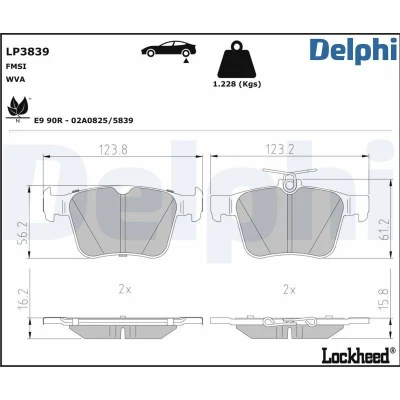 Bild av Bromsbeläggssats, skivbroms DELPHI LP3839