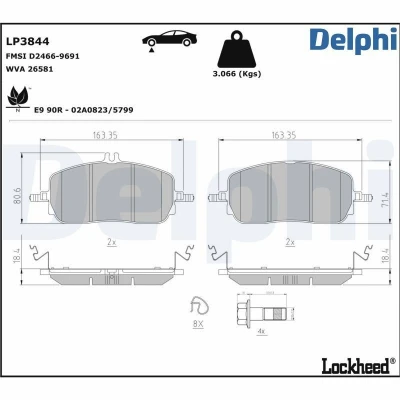 Bild av Bromsbeläggssats, skivbroms DELPHI LP3844