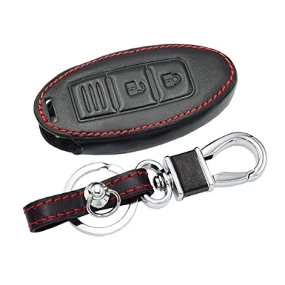 Bild av Happyit Läder Bilnyckel Fodral till Nissan 350Z Qashqai Kicks Tiida Pathfinder Murano Note Juke 3 Knappar