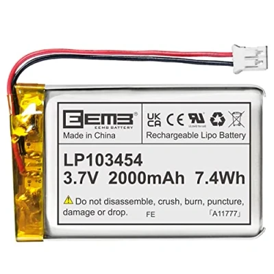 Bild av EEMB 3.7V litiumjonpolymerbatteri 2000mAh 103454 Lipo batteri uppladdningsbart litiumpolymerjonbatteri med JST kontakt Se till att enheten polaritet matchar batteriet innan du köper!!!