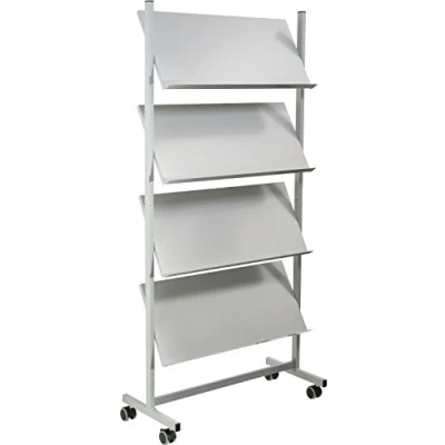Bild av Helit H6813499 Prospektregal &quot;the rolling show&quot; 12 x DIN A4, silver