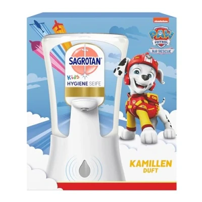 Bild av Sagrotan No Touch Kids startset med hygien tvål automatisk tvåldispenser inklusive påfyllning kamomill 1 x 250 ml handtvål