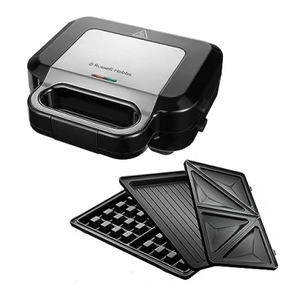 Bild av Russell Hobbs Smörgåsgrill 3 i 1 [smörgåsar, belgiska våfflor, grill] diskmaskinssäkra plattor, non stick beläggning &amp; extra djupa BPA fri) 26810 56.