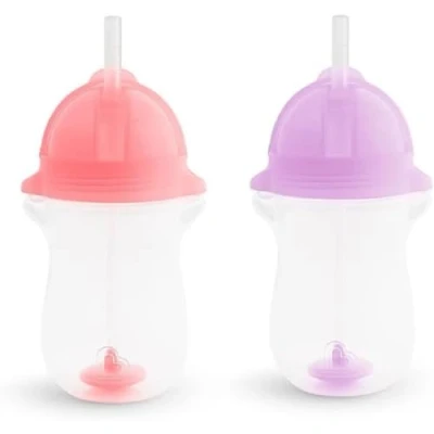 Bild av Munchkin Klicka låstips och sippa sugrör kopp set, baby småbarn sippy koppar med sugrör, BPA fri läckagesäker kopp, diskmaskinssäker babykopp viktad barn babyflaskor 296 ml, 2 pack, rosa/lila