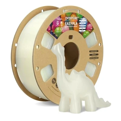 Bild av OVERTURE Easy PLA 1,75mm 3D skrivarfilament, 1 kg kartongspole (2,2 lbs), dimensionsnoggrannhet +/ 0,02 mm, passar de flesta FDM skrivare(Lätt naturlig)
