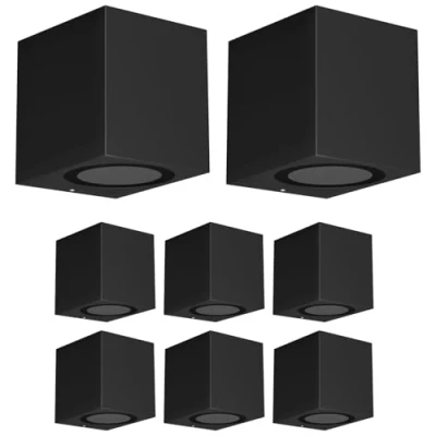 Bild av ledscom.de 8 st. vägglampa ALSE för utomhusbruk, IP54, downlight, svart matt, kantig, 1x GU10 max. 35W