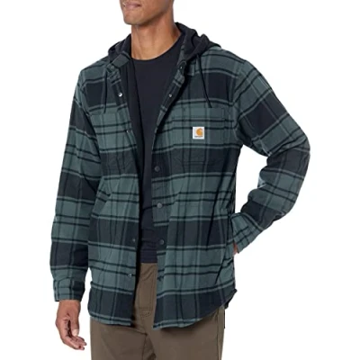 Bild av Carhartt Övergångsjacka för män, flanellfleece, fodrad huva, Alm, L
