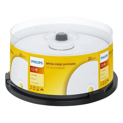 Bild av Philips CD R ämnen skrivbara (700 MB data/80 minuter, 52x High Speed inspelning, 25 spindel)