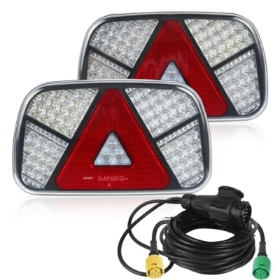 Bild av AOHEWEI släpbakljussats 12V/24V vattentät blinkers/broms/bak/back/dimma/reflektor med 13 stiftskontakt 5,5 m lång 6 kärnig kabel för lastbil husvagn lastbilsbil Traktor