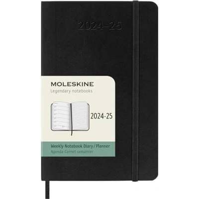 Bild av Moleskine 18 Monate Wochenkalender 2024/2025, P/A6, 1 Wo = 2 Seiten, Horizontal, Weicher Einband, Schwarz