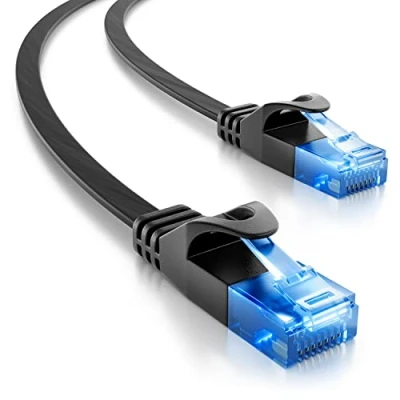 Bild av deleyCON 5m CAT6 Platt Nätverkskabel 1,5mm Bandkabel U UTP RJ45 UUTP Kablage för DSL LAN Switch Router Modem Repeater Patchpanel Svart