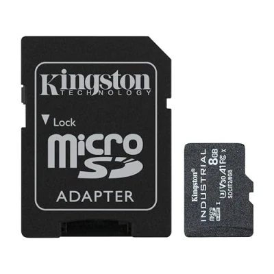 Bild av Kingston Industrial microSD 8 GB microSDHC C10 A1 pSLC kort + SD adapter SDCIT2/8