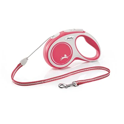 Bild av Flexi, Leash New Comfort Model, Sladdversion, Särskilt motståndskraftig rem, Avancerat styrsystem, Justerbart handtag för storlekarna M och L, Tillverkad i Tyskland, Röd, S 5m