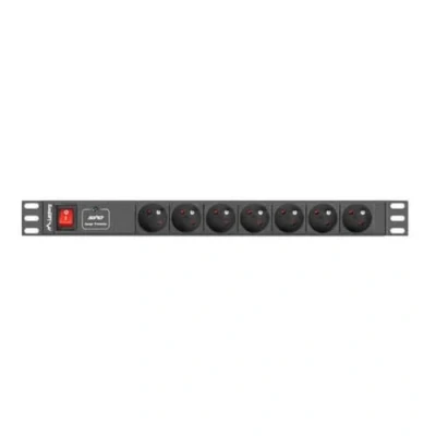 Bild av Lanberg PDU 07E 0200 BK Kraftdistributionsenhet (kan monteras i rack) Växelström 220 250 V 4000 Watt 1 fas ingång: Typ F utgångskontakter: 7 (7 x NF C61 314) 1U 19 2 m sladd svart