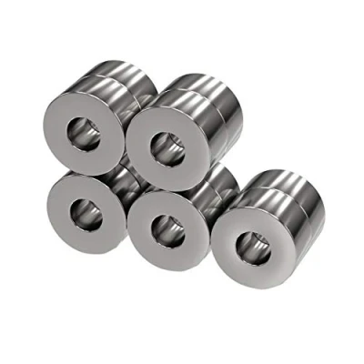 Bild av 10 x neodym power magnet silver ringmagnet extra stark diameter 5 mm hög innerdiameter 4 supermagnet vidhäftningsförmåga ca 2,5 kg magneter för whiteboard, anslagstavla, magnettavla
