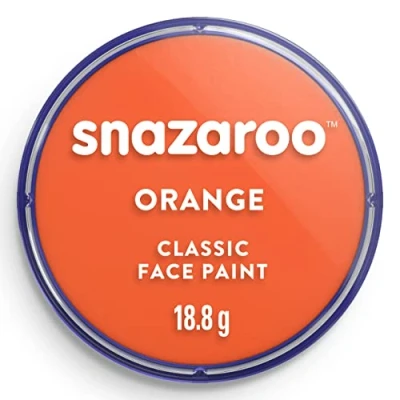 Bild av Snazaroo Klassisk ansikts och kroppsfärg för barn vuxna, orange färg, vattenbaserad, lätt tvättbar, giftfri, smink, kroppsmålning fester, åldrarna 3+