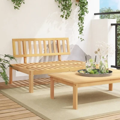 Bild av vidaXL pallsoffa mittensektion massivt akaciaträ, i trä, utomhusbänk, trädgårdsmöbler, pallbänk, trädgårdsbänk, uteplatsbänk, trämöbler