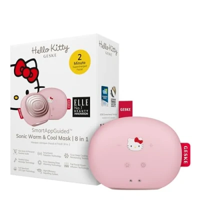 Bild av GESKE x Hello Kitty SmartAppGuided™ Sonic Warm &amp; Cool Mask 8 i 1 Beauty LED ansiktsmask Rödljusterapi Värme Kylning Ökat upptag av ansiktsvård Enhet ansiktsmassage