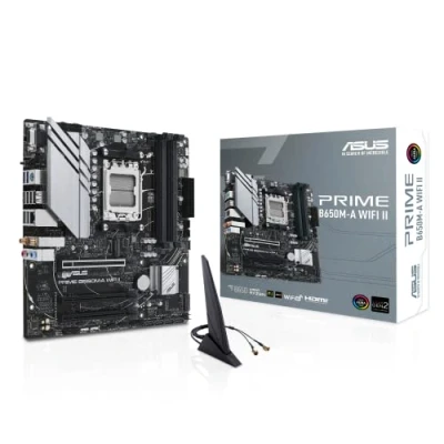 Bild av ASUS Prime B650M A WiFi spelmoderkortsuttag AMD AM5 (Ryzen 7000, micro ATX, DDR5 minne, PCIe 5.0, 6, BIOS Flashback, USB 3.2 Gen 2, Aura Sync)