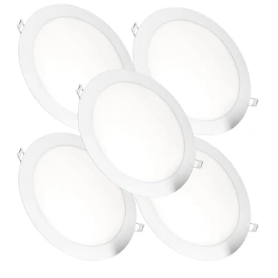Bild av Jandei Pack x 5 infällda LED downlights, 18W, 1440 Lumen, rund form, infällt hål Ø 200 205 mm, Extra platt 13 mm djup, transformatorer ingår (Cold White 6000K)