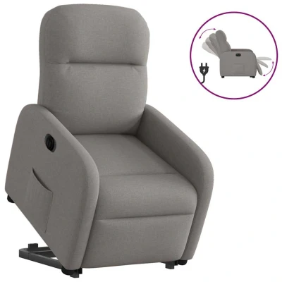 Bild av Elektrisk reclinerfåtölj med uppresningshjälp taupe tyg