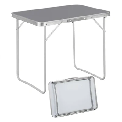 Bild av WOLTU Fällbart campingbord i aluminium och MDF picknickbord, hopfällbar trädgård serveringsbord bärbart sidobord för balkong 70 x 60 50 cm, CPT8135gr Färg: grå