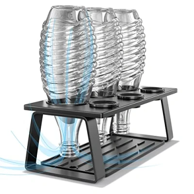 Bild av Newaner flaskhållare för sodastream, droppställ Soda Stream Crystal, Easy, Fuse, Emil flaskor, 3 flaskor och flasklock med avtagbara droppbehållare