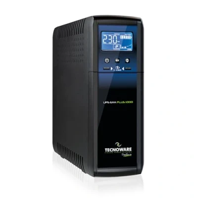 Bild av Tecnoware UPS EXA PLUS 1000 avbrottsfri kraftförsörjning för PC SPEL och KONSOL Hög tystnad 8 IEC utgångar Upp till 30 min autonomi Effekt VA