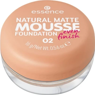 Bild av essence kosmetisk naturlig matta musfoundation, nr 02, naken , mattande, täckande, expressresultat, matt, vegansk, oljefri, utan parfym, alkohol, 1 pack (16 g)