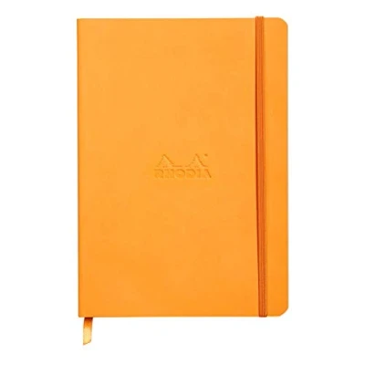 Bild av Rhodia 117465C Anteckningsbok Rhodiarama med mjukt kuvert, prickigt rutnät, 80 ark, 90 g elfenbensfärgat papper, A5 148 x 210 mm, bokmärke, innerficka, 1 st, orange