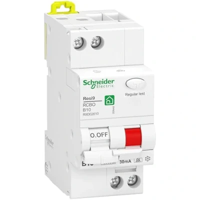 Bild av Schneider Electric R9D02610 FI/LS omkopplare Resi9 1P+N, 10A, B Char., 30 mA, typ A, 10 kA