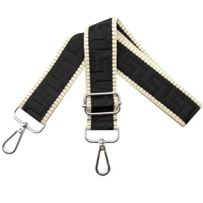 Bild av axelrem för väska väskremmar ombyte, justerbar väskrem bred 3,8 cm med silver karbinhake fickband bärrem handväskor dam, svart, K13