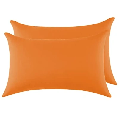 Bild av Örngott 100% Bomull 40x70cm 2ST, Rektangulärt i Rent Jersey 120GSM Kuddöverdrag Tålig och Hypoallergenisk Orange