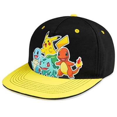 Bild av Pokemon Hinkhatt för barn Unisex basebollkeps Pikachu Justerbar rem Truckerkeps Solhatt Snapback hatt Sommartillbehör Presenter (Svart/gul)