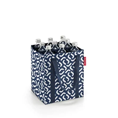 Bild av reisenthel bottlebag signature navy 9 fack, enkel återvinning av flaskor, bärremmar, Marin signatur, 28x24x24cm, Shoppingväskor